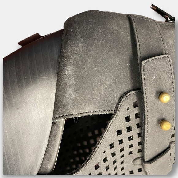 Roebuck & Co Wedge Sandal Peep Toe Bootie  Dark Charcoal Size 8.5 - Picture 8 of 11